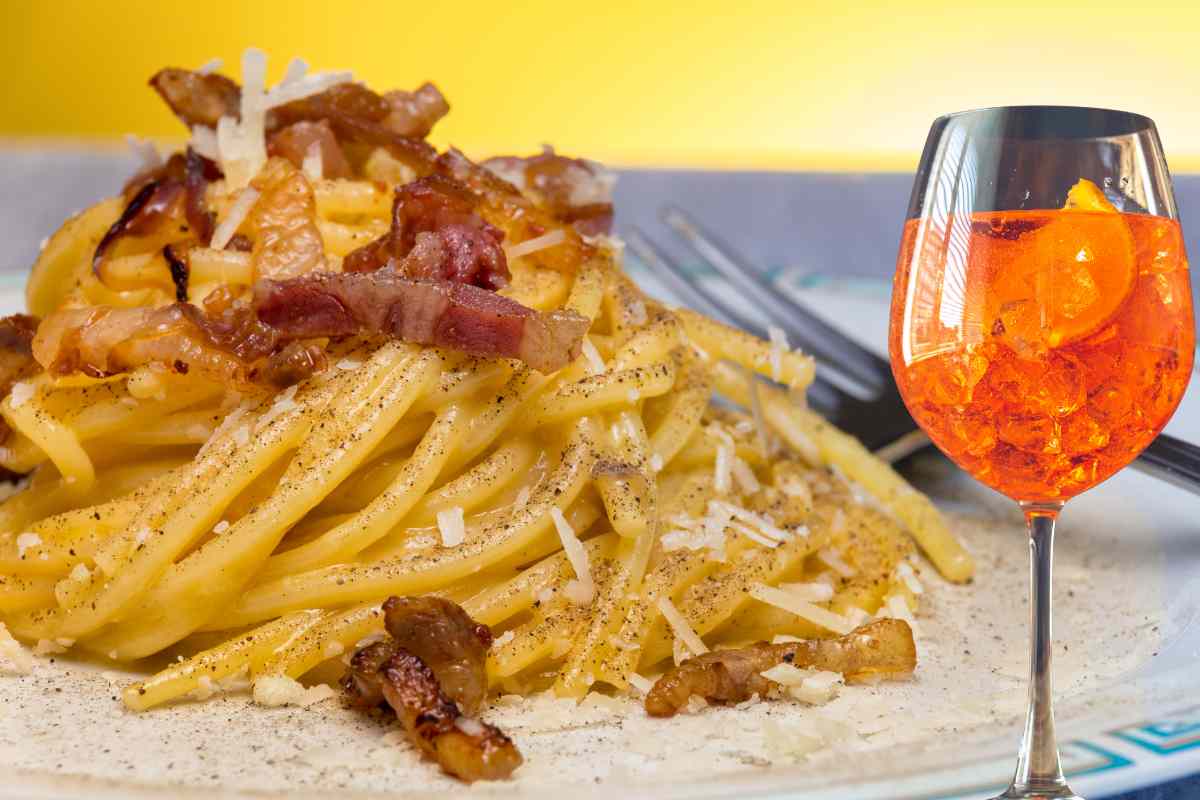 Un piatto di Carbonara ed uno Spritz