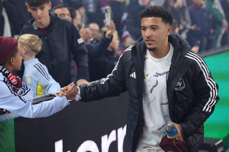 Jadon Sancho all'Aston Villa contro il Bologna