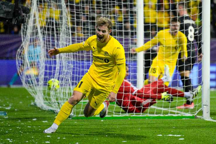 Blomberg esulta dopo il gol del vantaggio del Bodo