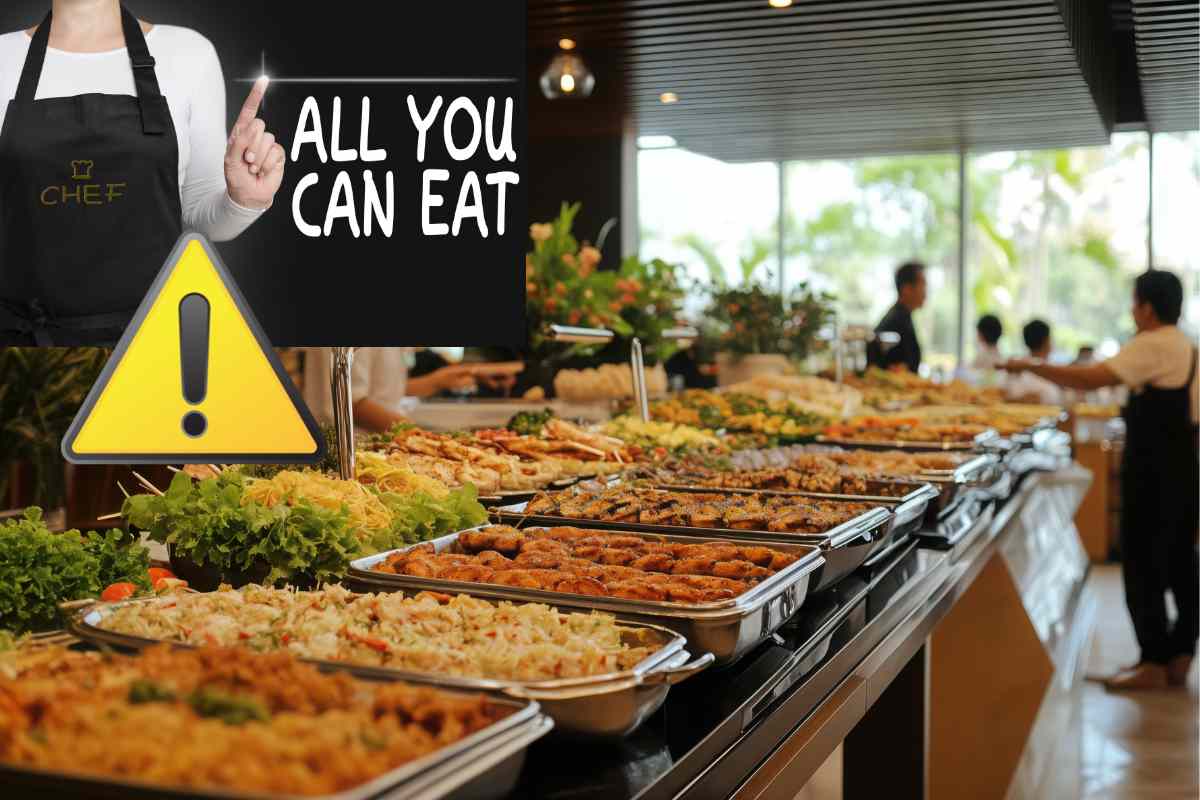 cibo con la formula dell'All you can eat in una mensa