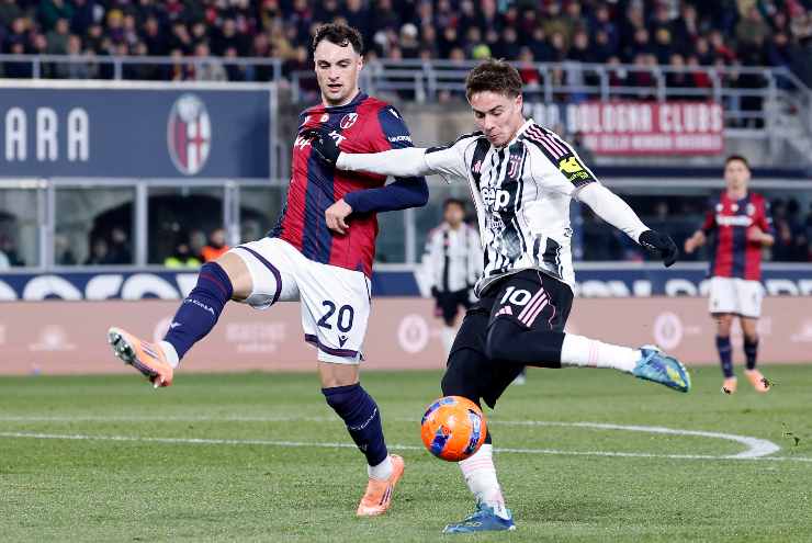 Kenan Yildiz in azione contro il Bologna