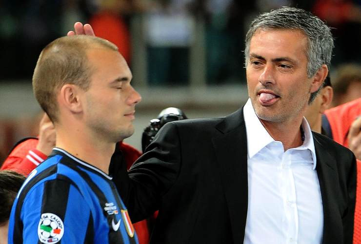 Wesley Sneijder e José Mourinho